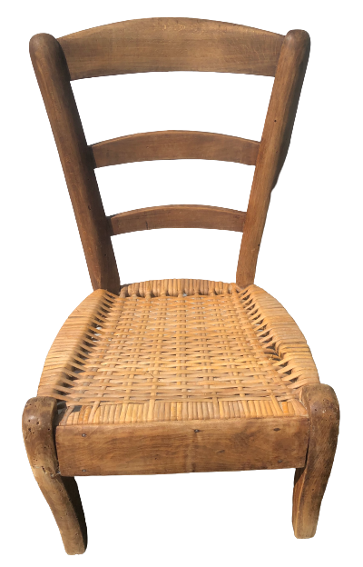 Children's chair wood and straw