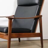 Pair of Scandinavian teak and leatherette armchairs, 1960