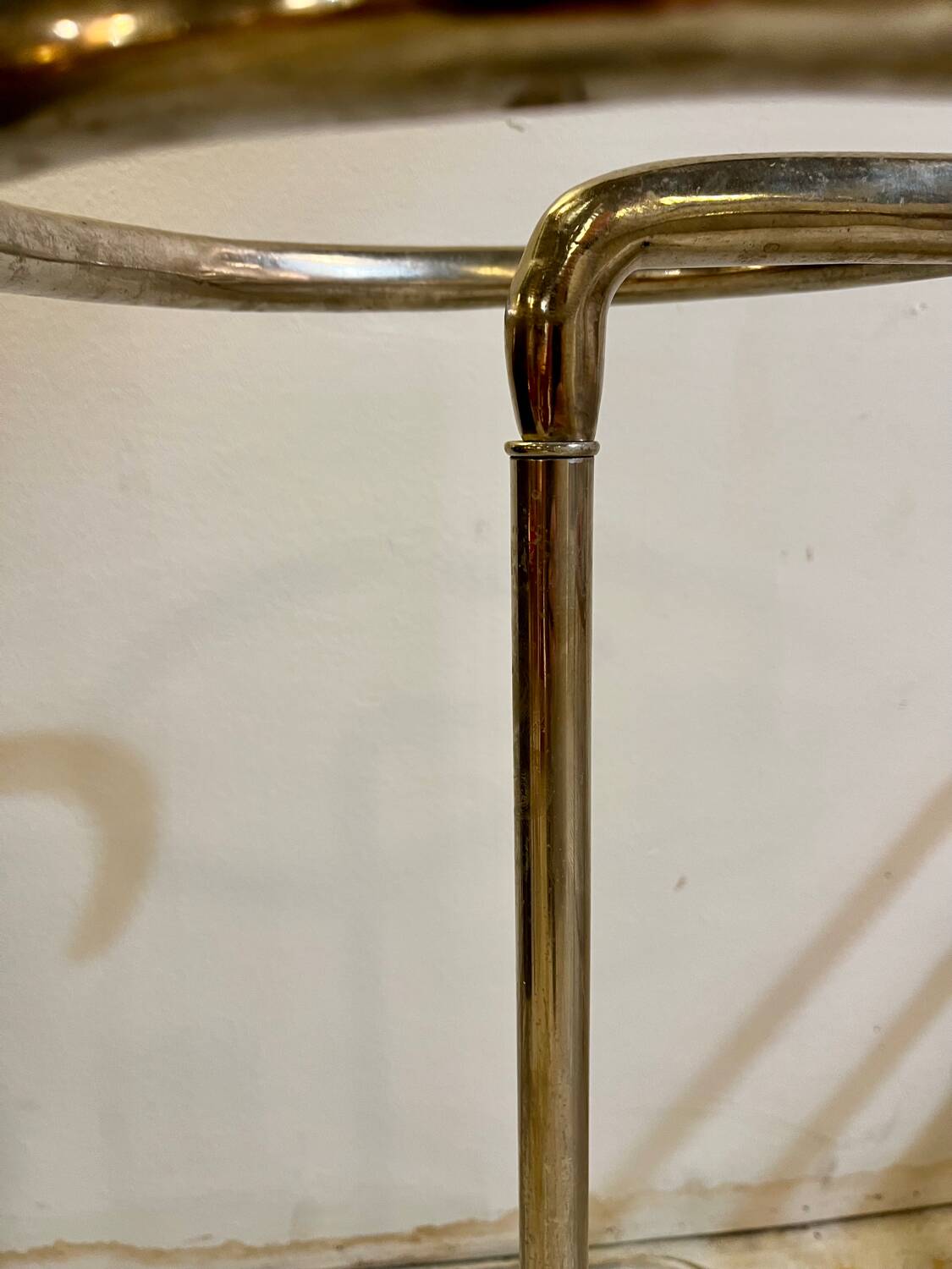 Modernist umbrella stand in chrome tube