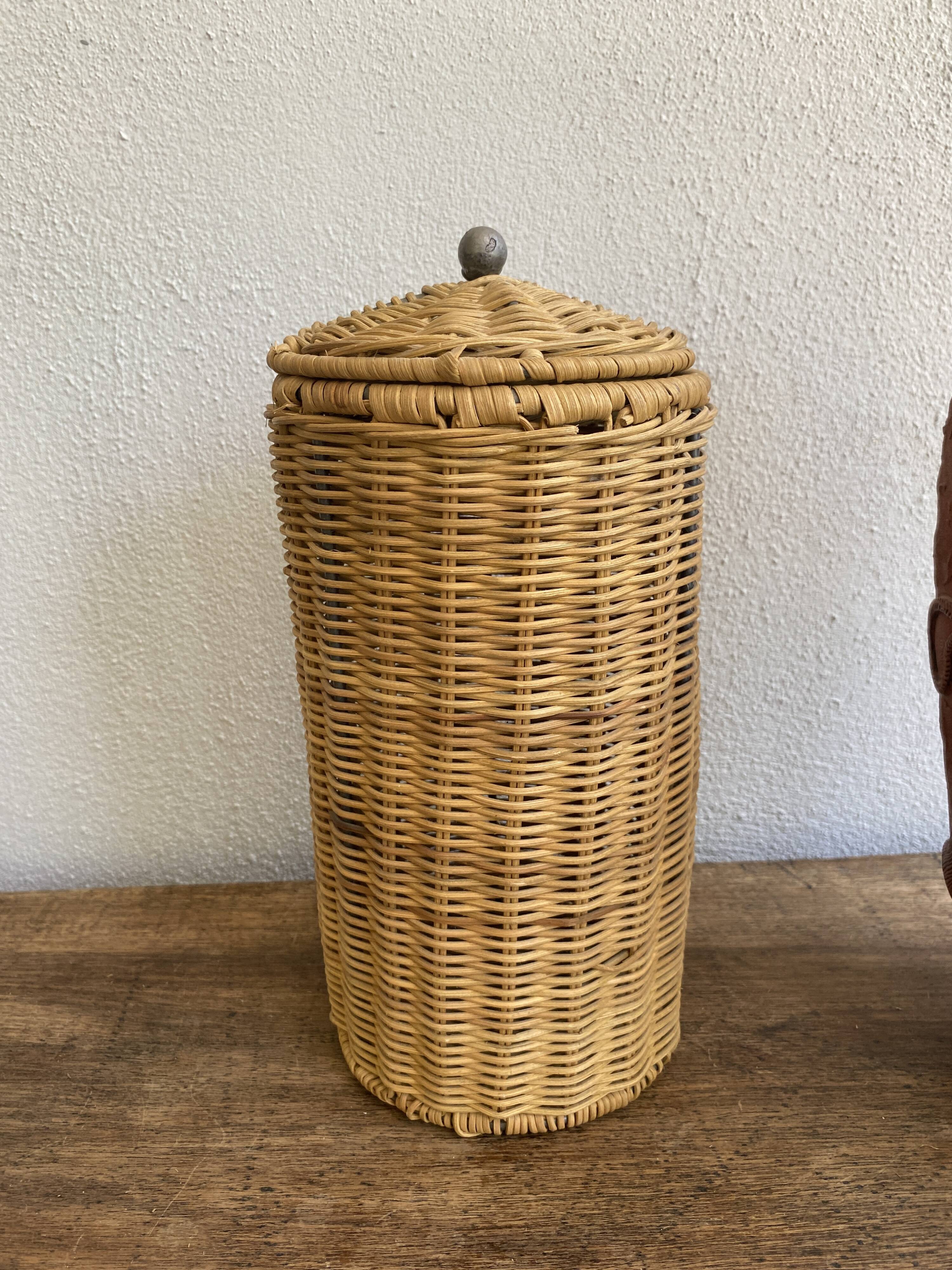 Tall box with woven straws