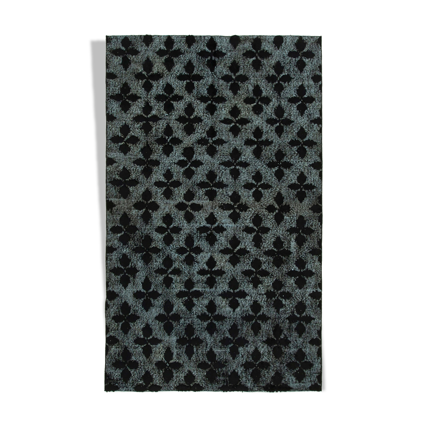 Hand-Knotted Bohemian Turkish 1980s 156 cm x 256 cm Black Carpet