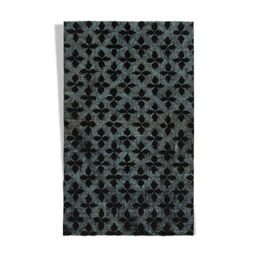 Hand-Knotted Bohemian Turkish 1980s 156 cm x 256 cm Black Carpet