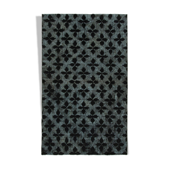 Hand-Knotted Bohemian Turkish 1980s 156 cm x 256 cm Black Carpet