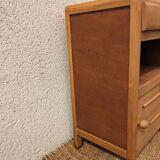 Vintage bedside table with compass legs