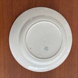 Round plate Longwy model Mignon – Antique earthenware with floral and bird decoration.