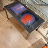 Vintage Op Art design table – Vasarely style
