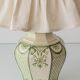 Spanish Revival Table Lamp in Green Ivory Crackle Ceramic, New Linen Shade
