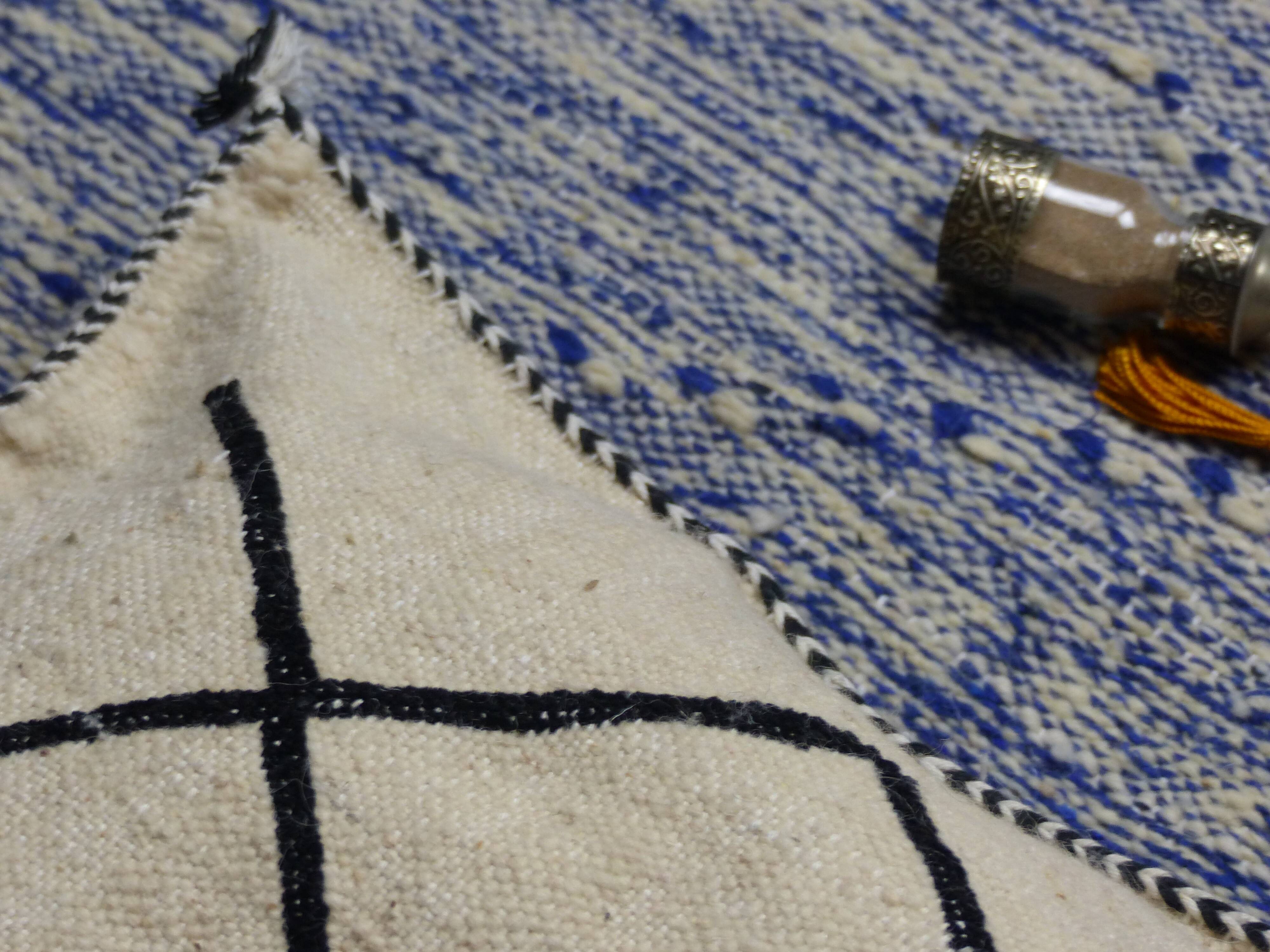 Moroccan white and black kilim cushion