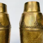 Art Nouveau Wrought & Hammered Brass Vases from WMF Germany 1920s, Set of 2