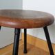 Wooden seat stool with metal legs