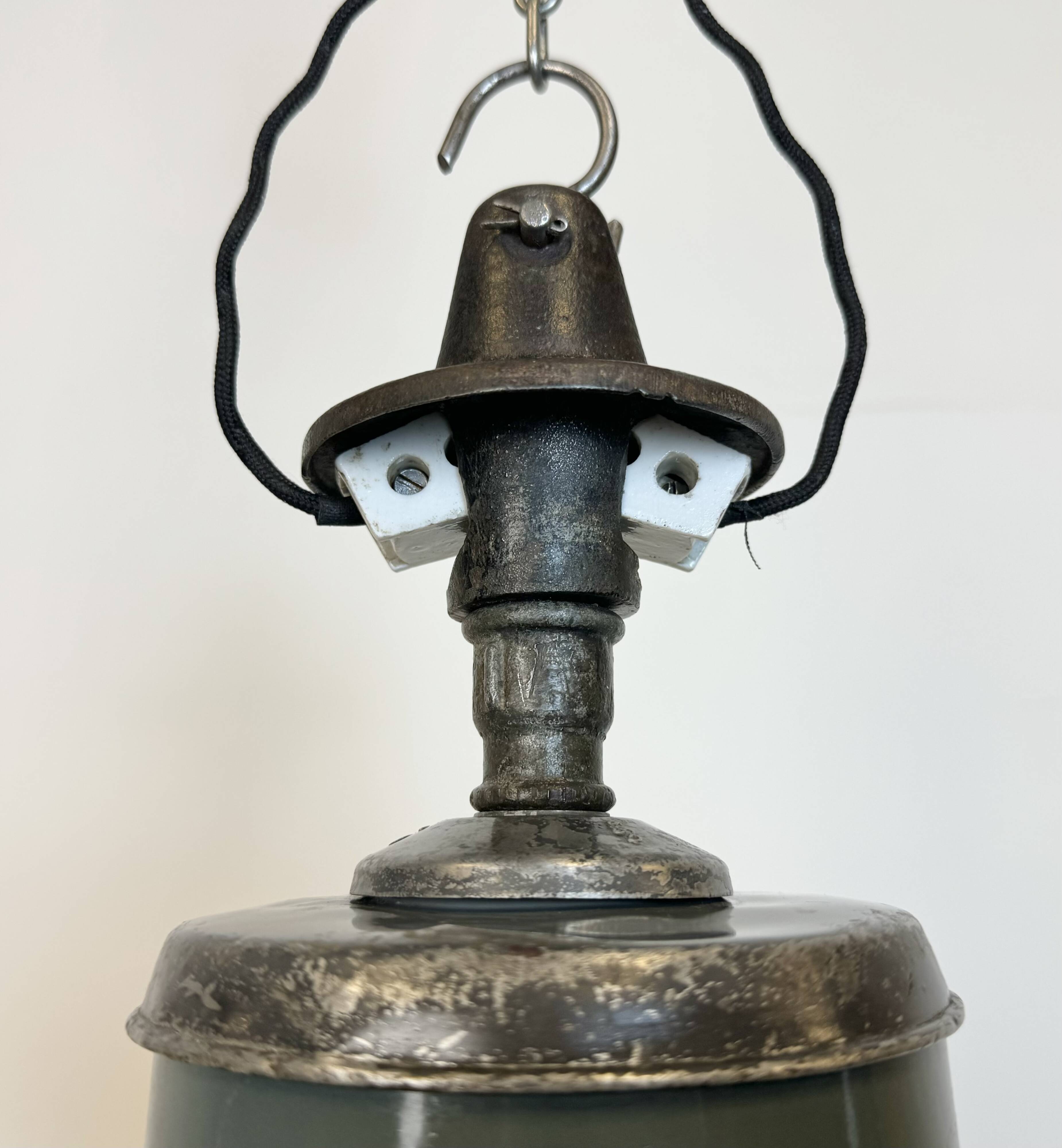 Industrial Grey Enamel Pendant Lamp from Siemens, 1930s