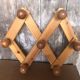 Old Extensible Wall Coat Rack x7 Vintage Wooden Ball Hooks #A704