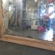 Large bevelled floor mirror in oak