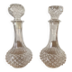 Pair of Arques crystal glass carafes, diamond point pattern, with their stoppers