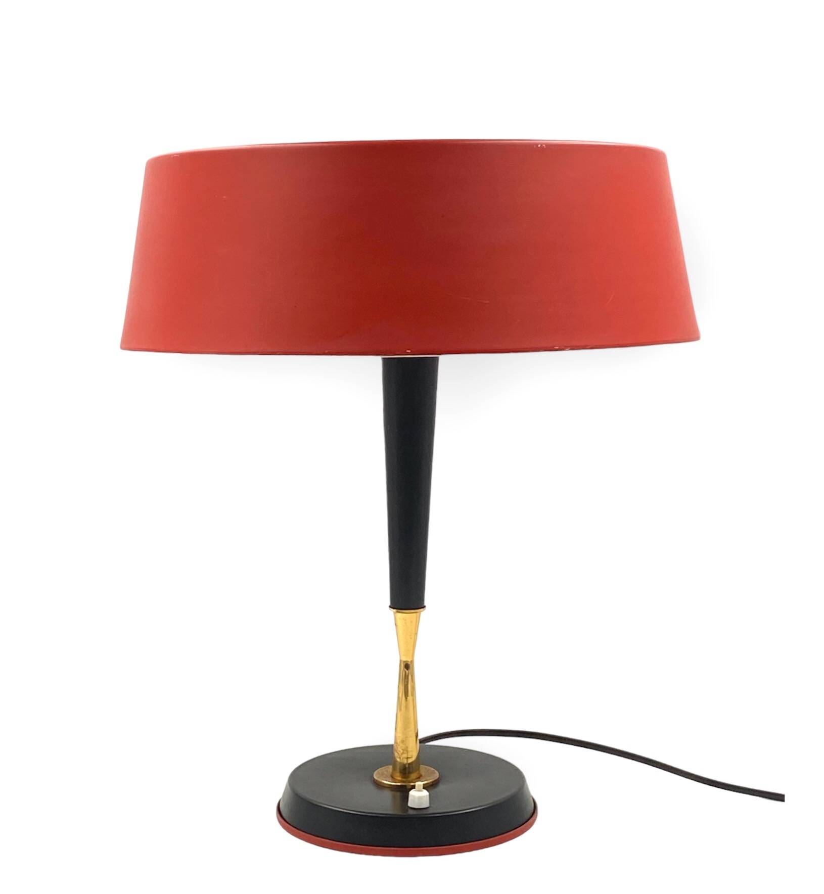 Oscar Torlasco, Mid-Century red table lamp, Lumi, Italy 1954