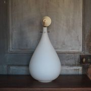 Suspension vintage, suspension goutte d'eau opaline blanche, Lustre opaline