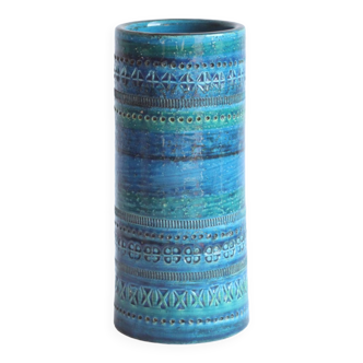 Bitossi rimini blue cylinder vase, italy 1960s