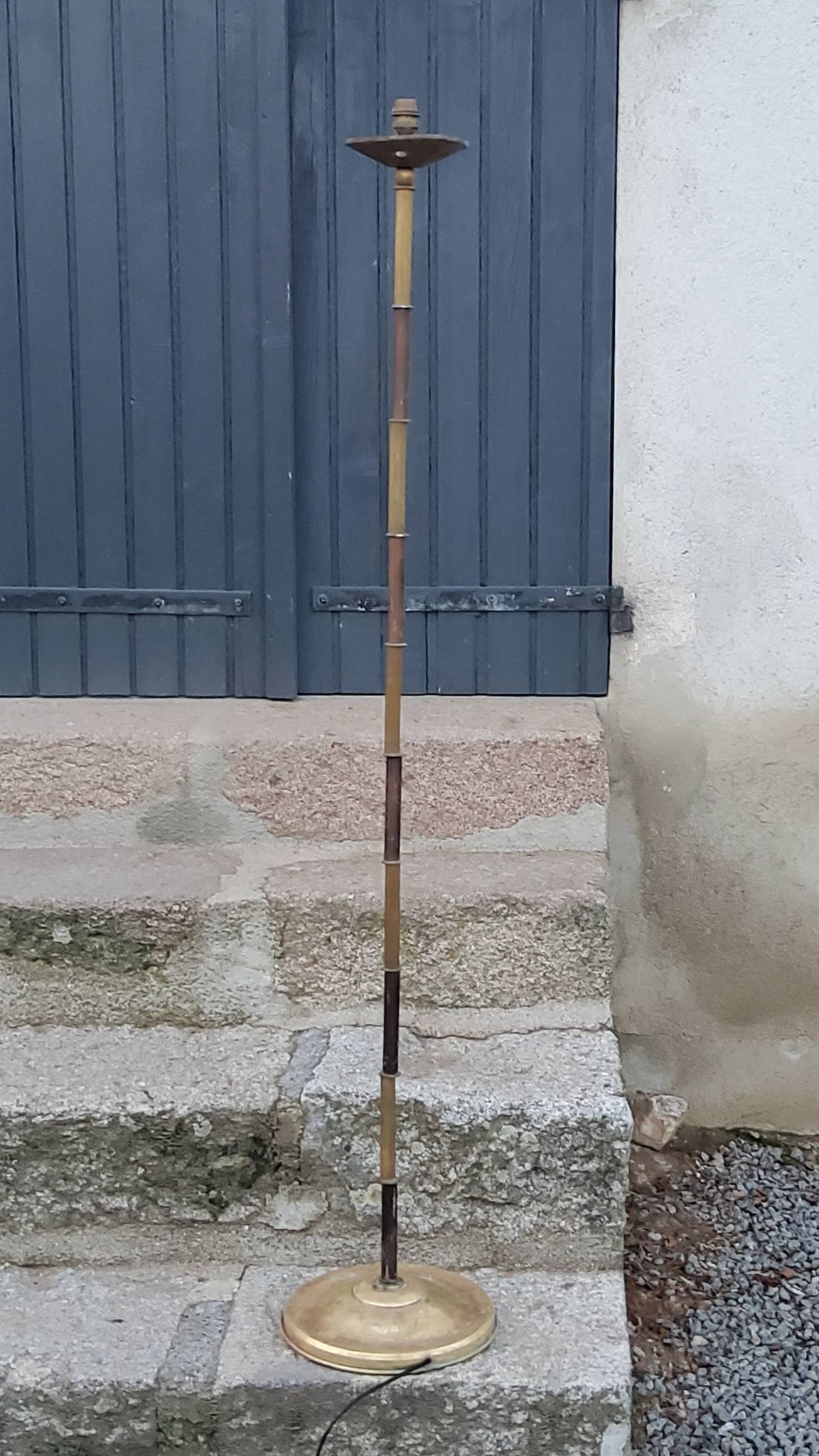 1950s floor lamp in brass with double gold and bronze patina