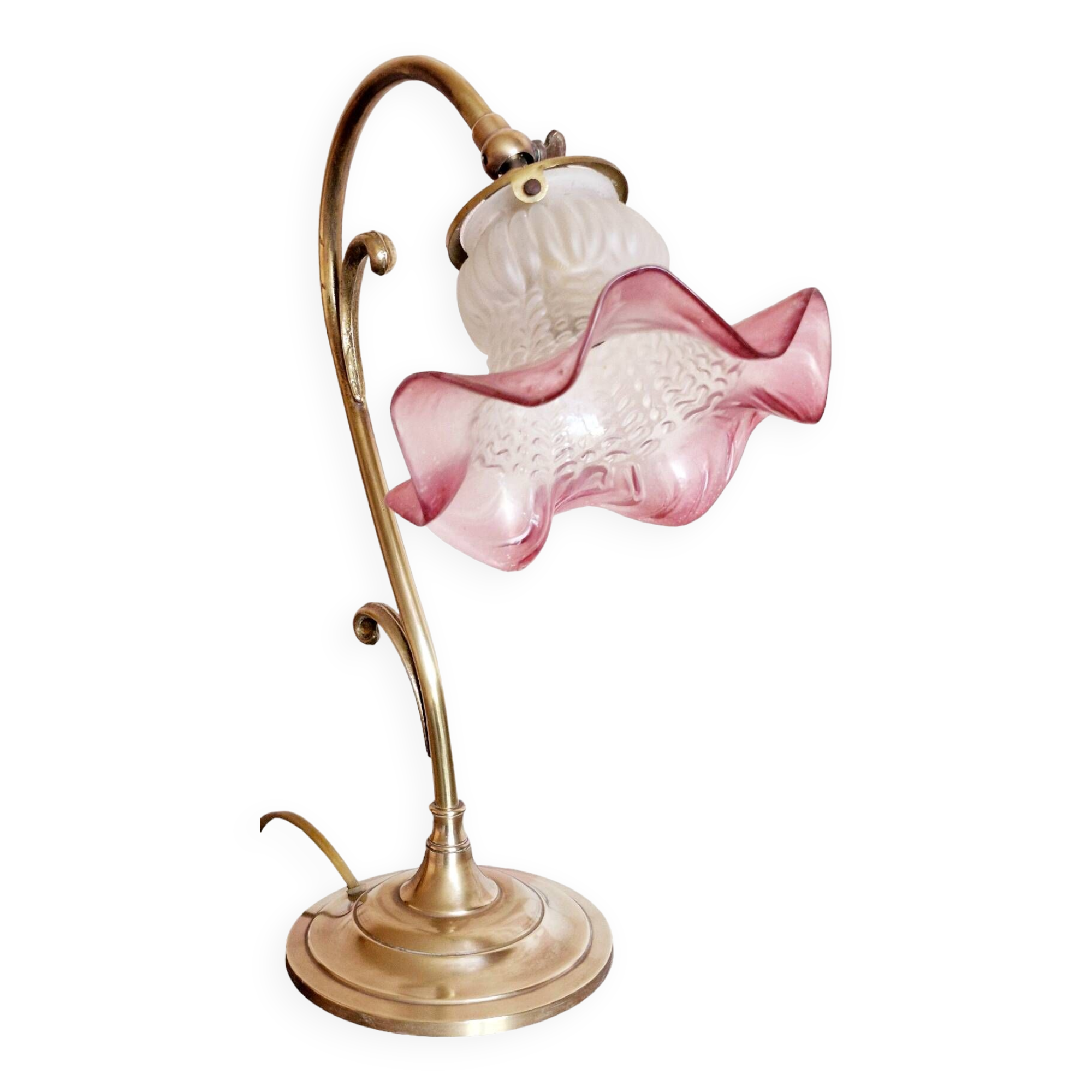 Pink tulip brass lamp
