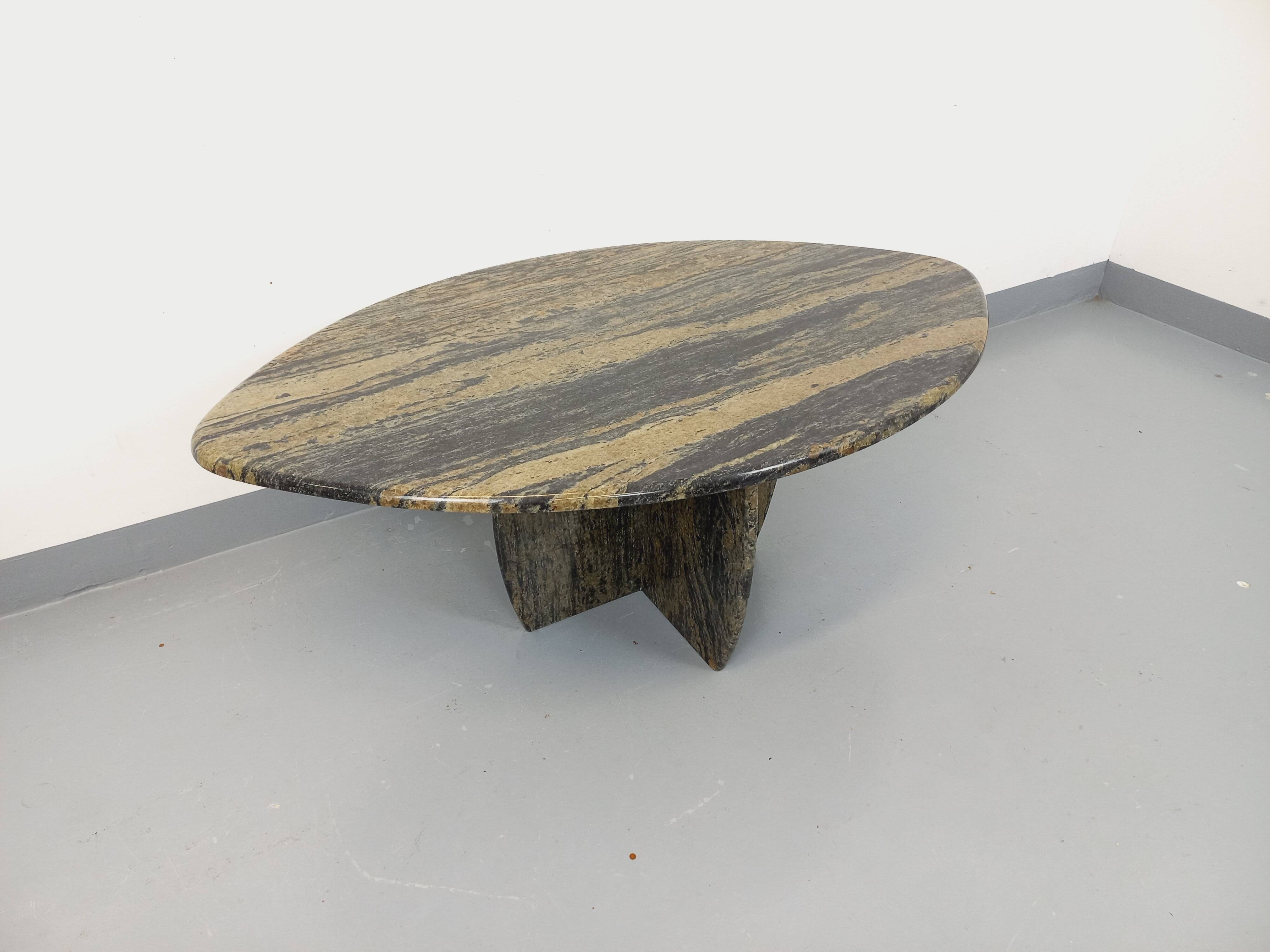 Vintage 70s Oval Marble Coffee Table