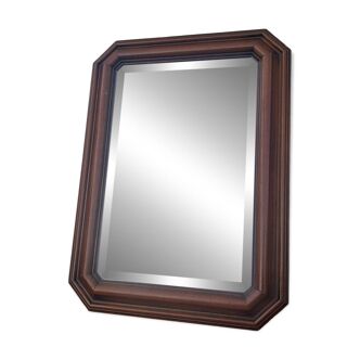 Octagonal beveled wooden mirror 71 x 55