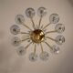 Venetian chandelier in blue and amber Murano glass, 12 light arms, circa 1980.