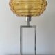 Vintage lamp in amber glass and aluminum