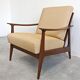 Mid Century Modern armchair in beech with zig-zag fabric, Denmark 1960s