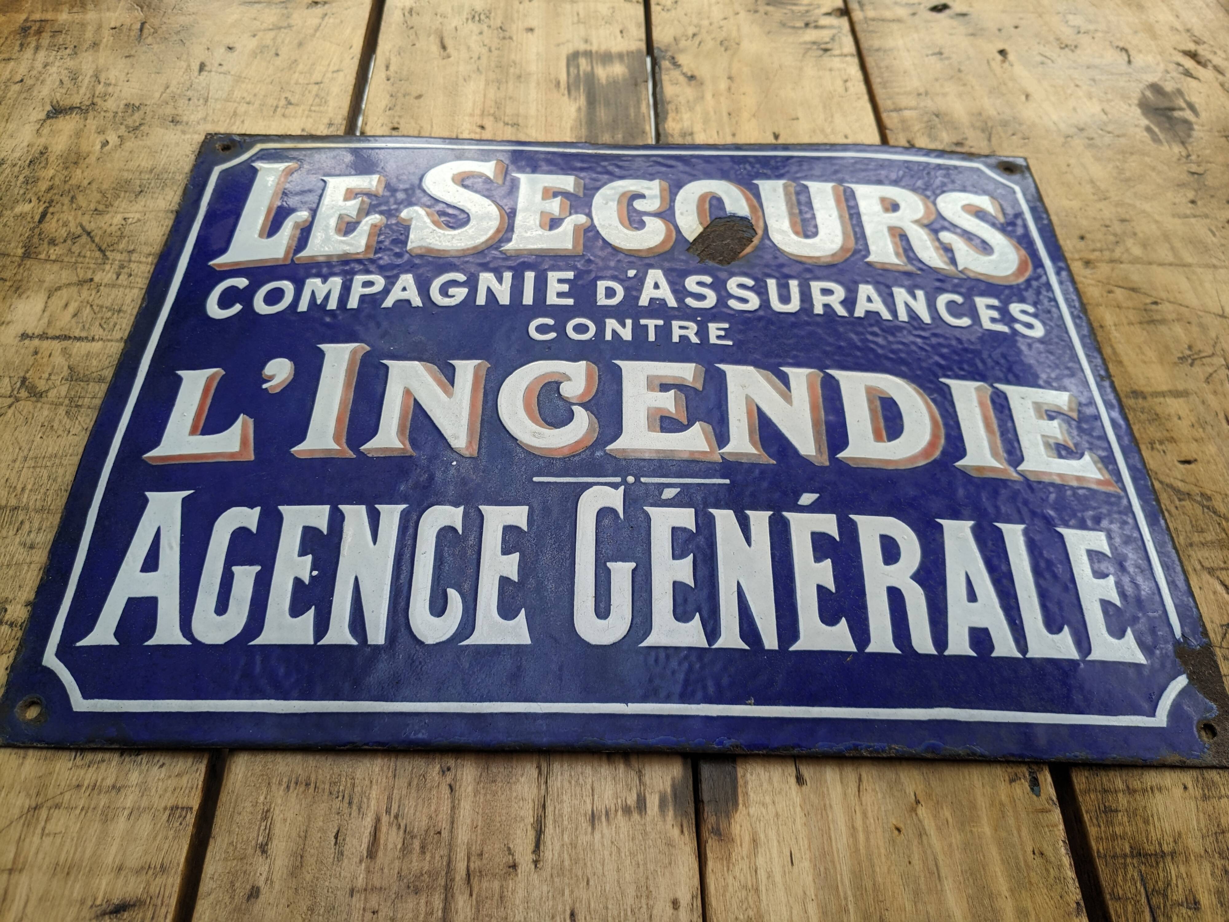 Enamelled plaque "The rescue" insurance company 1910/1920