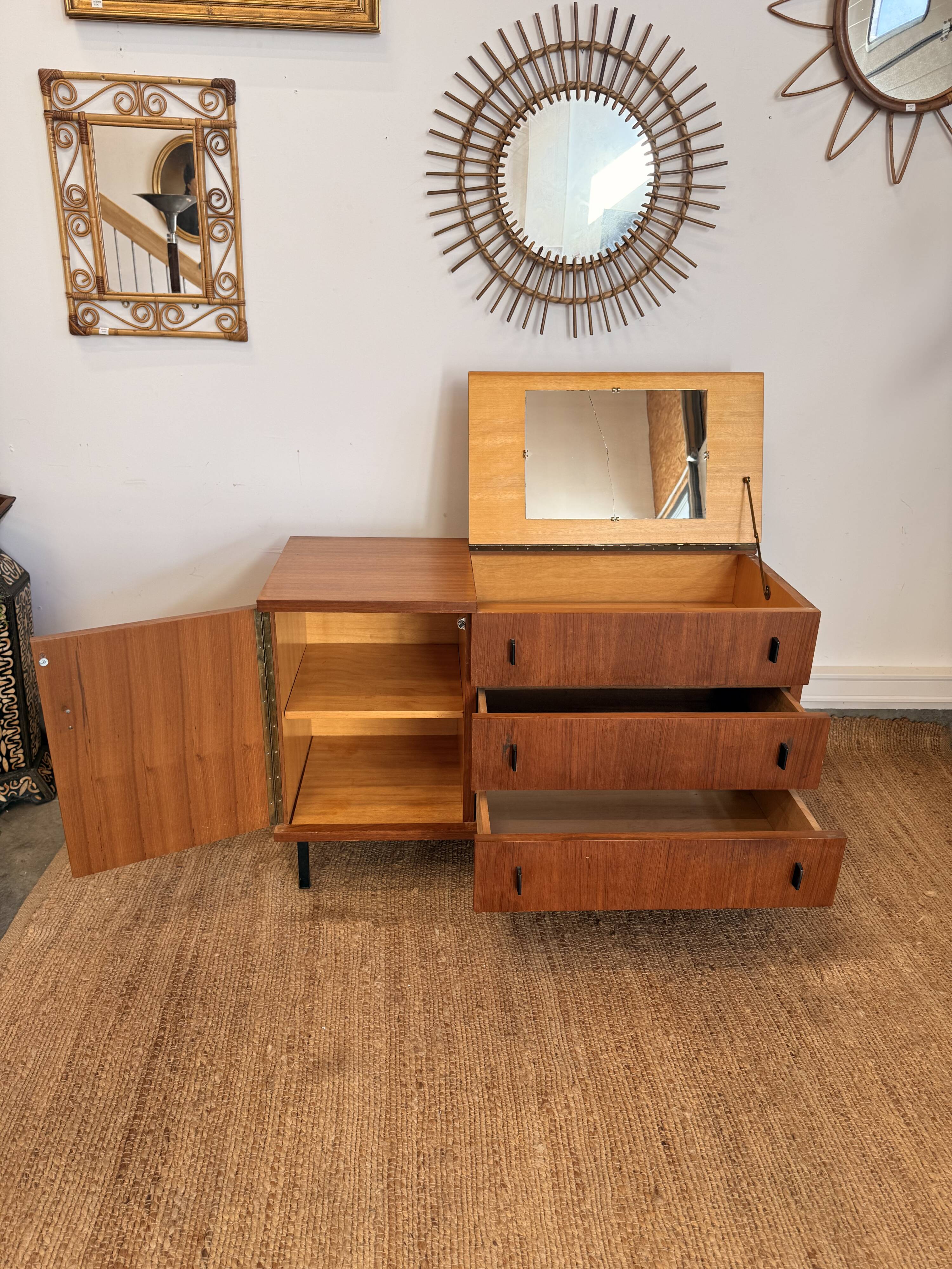 Coiffeuse de style scandinave en bois plaqué , années 70