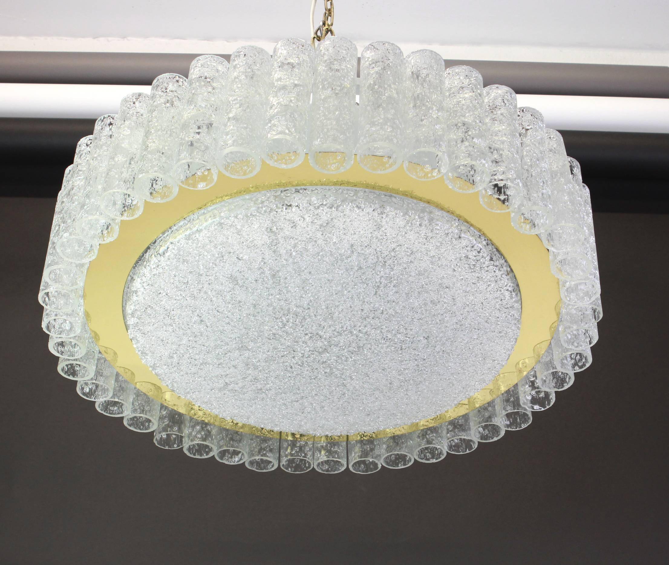 1 of 2 Stunning Murano Glass Tubes Ceiling Light by Doria, Germany, 1960s