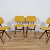 Mid-Century Teak Dining Chairs  Scissor by Louis van Teefelen for Wébé, Netherlands, 1950s, Set of 4