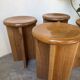 Set of 4 oak stools from the 1950s, constructivist style.