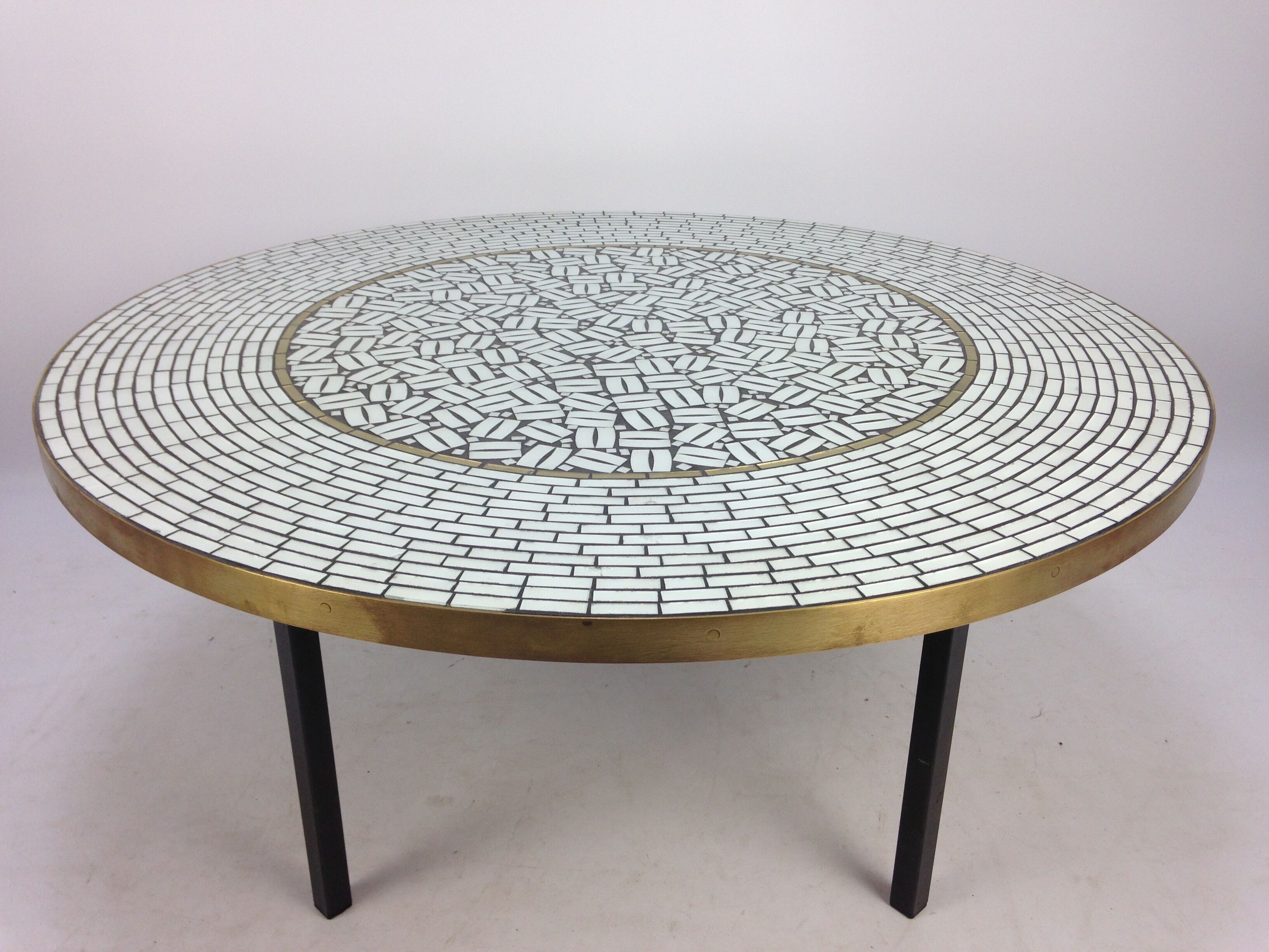 Large Round Mosaic Coffee Table by Berthold Muller, 1950s