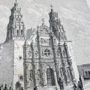 Cathedral of Chihuahua, Mexico. Printed illustration from 1861.