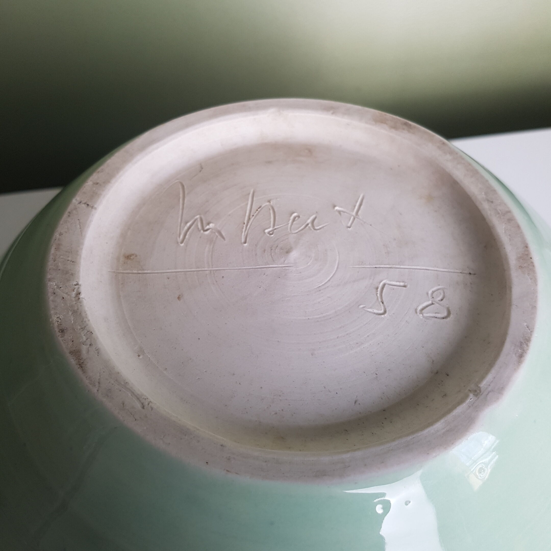 Bowl cut fruit in ceramic free-form 1958 email Green