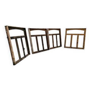 4 old solid oak windows from the early 20th century