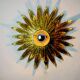 Sun wall lamp by Ferro Arte, metal and gold leaf, Spain 1970
