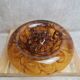 Art Deco Davidson "Cloud Glass" amber centrepiece bowl – vintage English flower holder