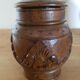 Wooden pot with Vintage sculptures