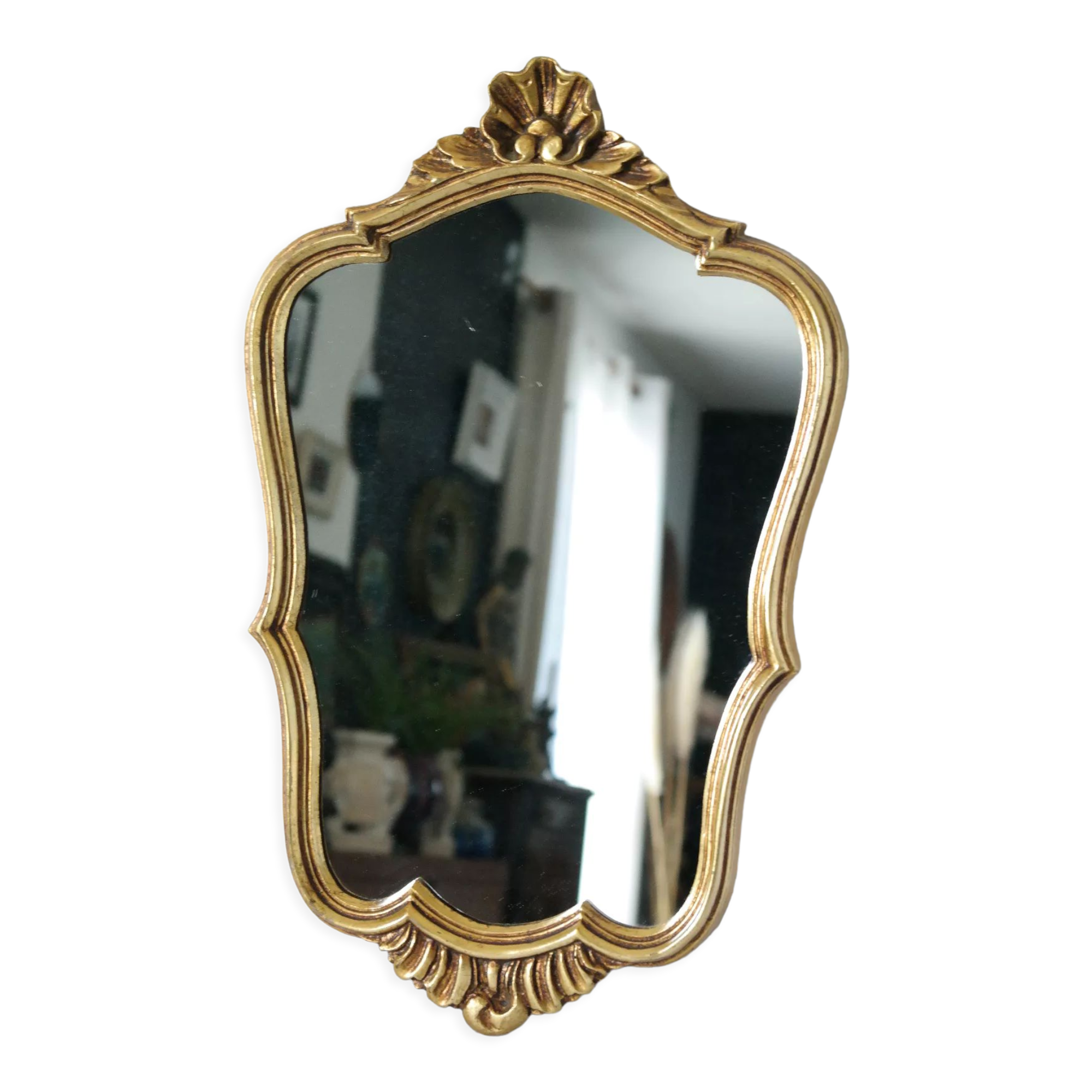 Rocaille mirror Louis XV style gilded with vintage gold leaf