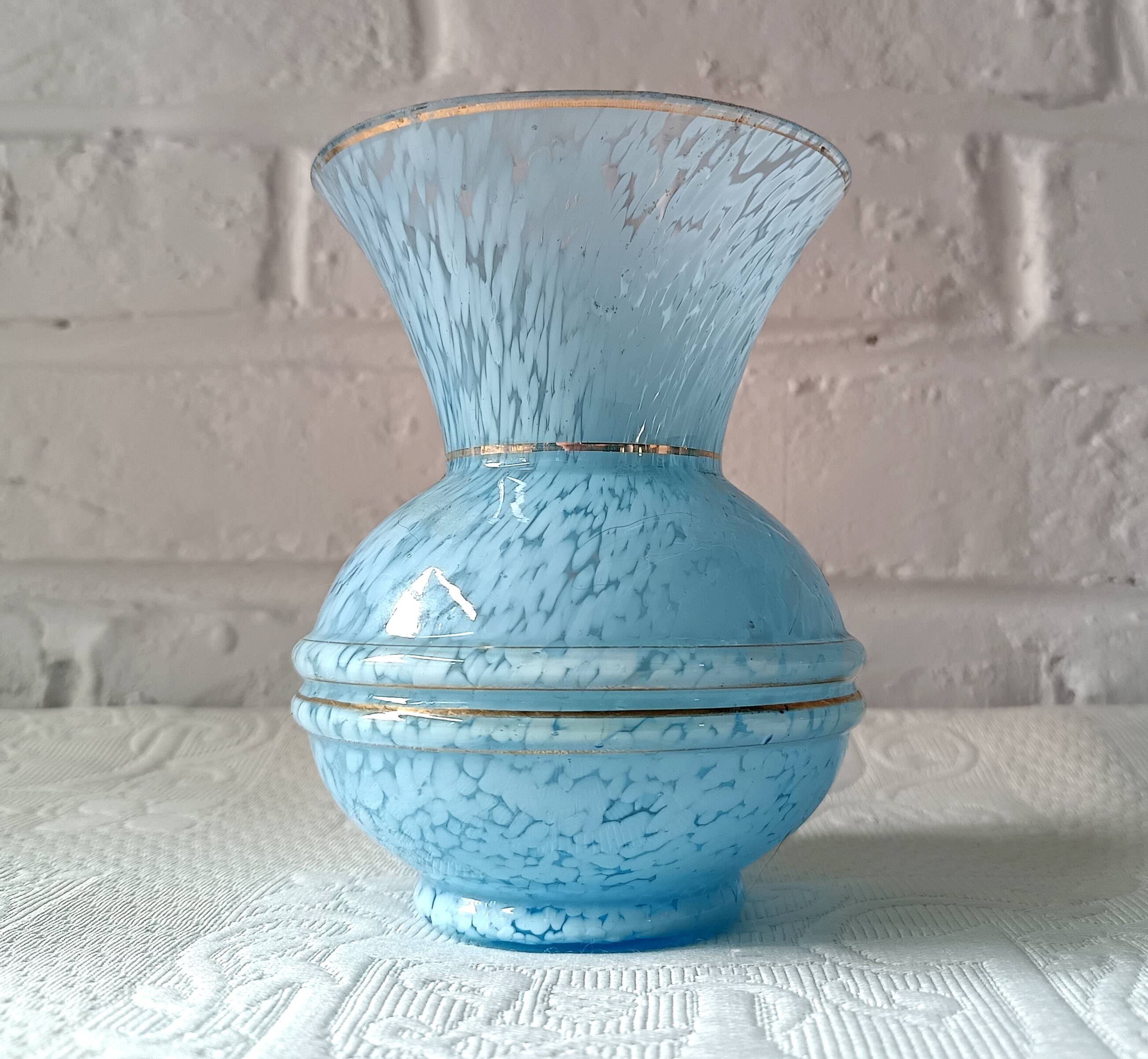 Small vintage light blue Clichy vase