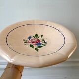 hollow dish Digoin Sarreguemines beige with pink and blue flowers 40s