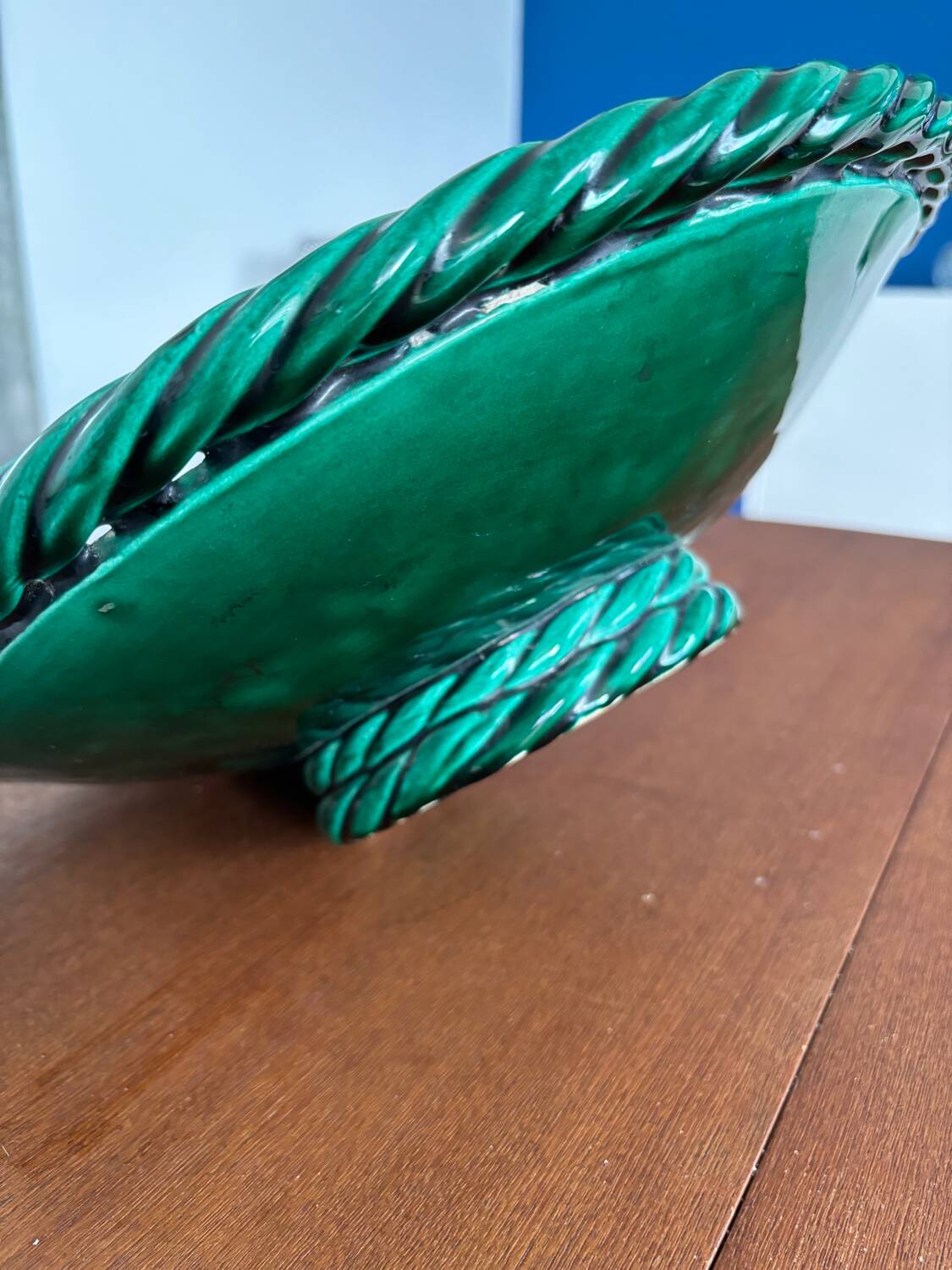 fruit bowl Vallauris 50s - vintage barbotine - exceptional piece fruit bowl fish motif ceramic 1950s vintage