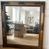 Large antique gilded wood mirror, 108cm x 118cm