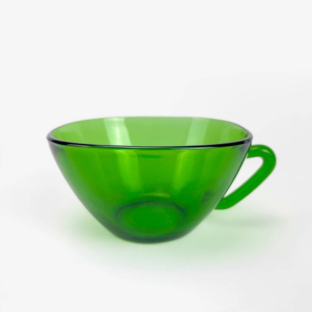 6 Large Vereco cups and saucers emerald green 70s
