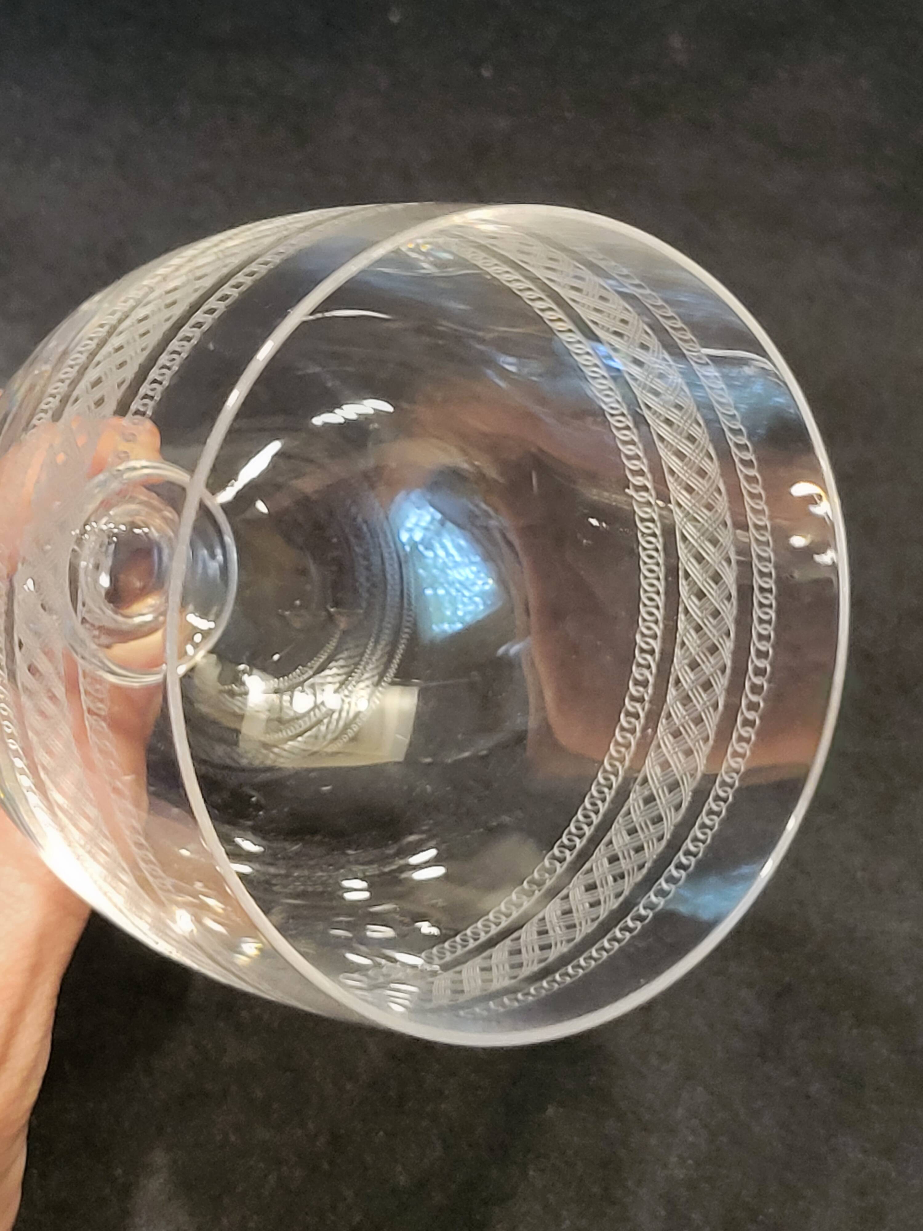 2 Baccarat crystal water glasses, balloon shape model engraving 1423