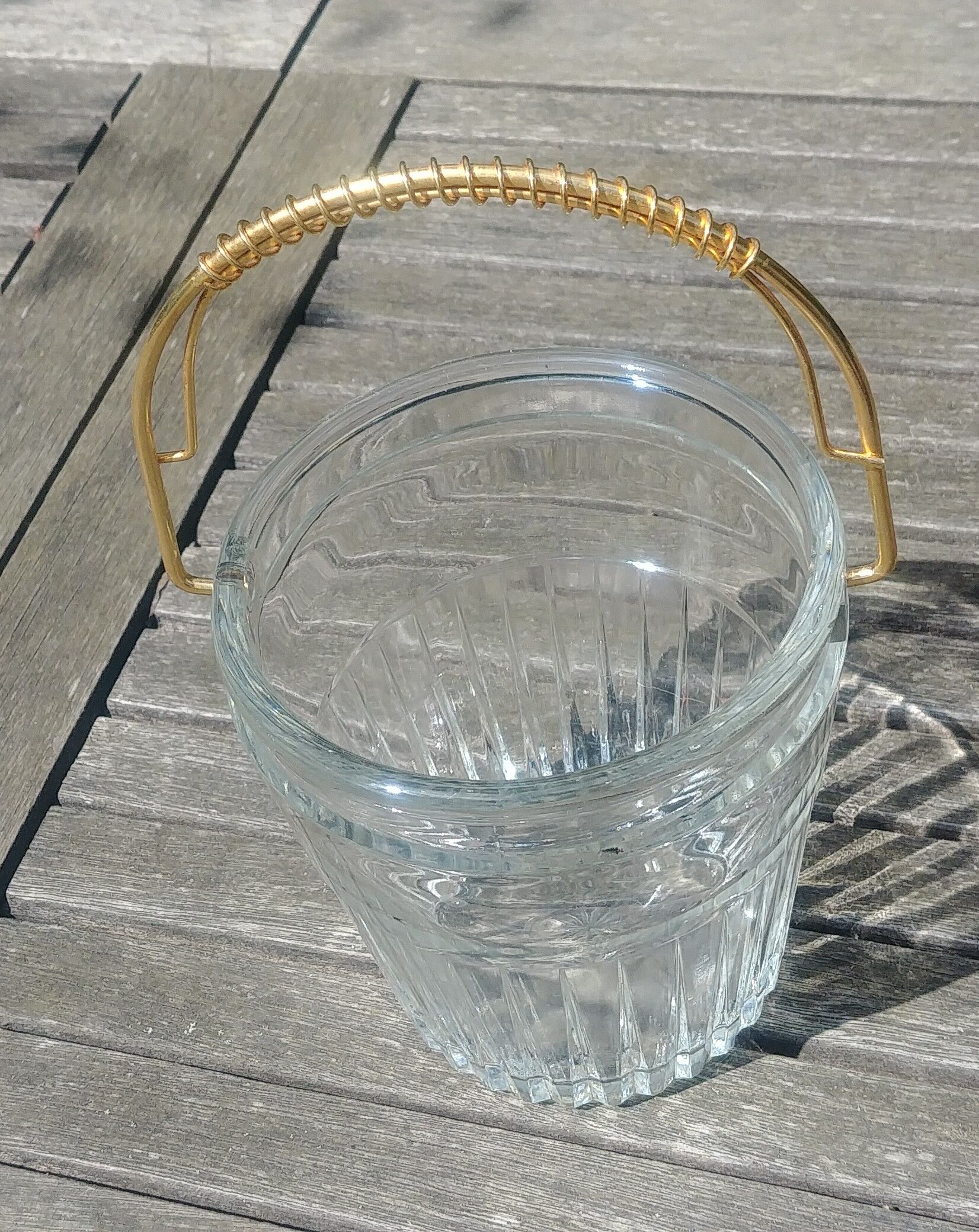 Vintage cut glass ice bucket 60s