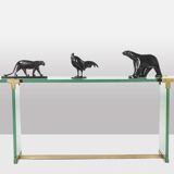 Peter Ghyczy. Console en verre et laiton doré. Années 1970.