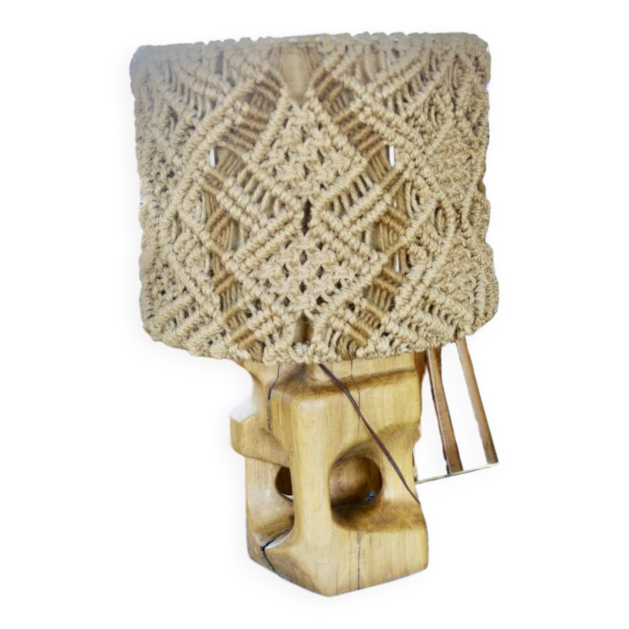 Brutalist lamp and rope 1960